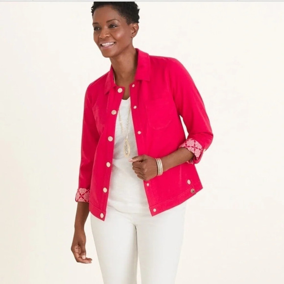 Chico’s NWT Bi-Stretch Maraschino Cherry Jacket Size Chico’s sizing 2 - Picture 1 of 11